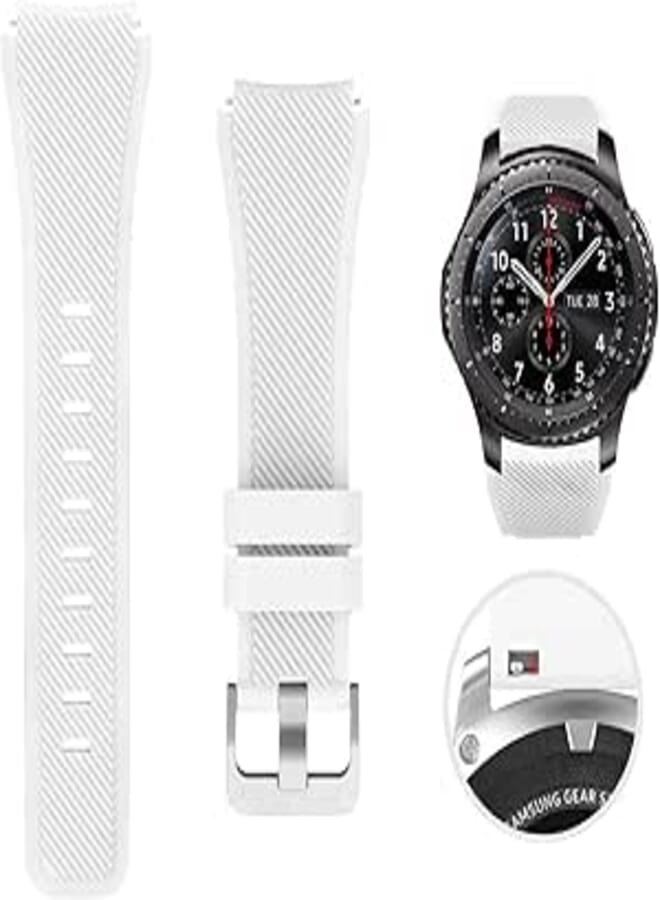 SAPU Bands for Samsung Gear S3 Frontier/Classic Watch Silicone Bracelet, Sports Silicone Band Strap Replacement Wristband for Samsung Gear S3 Frontier/S3 Classics White